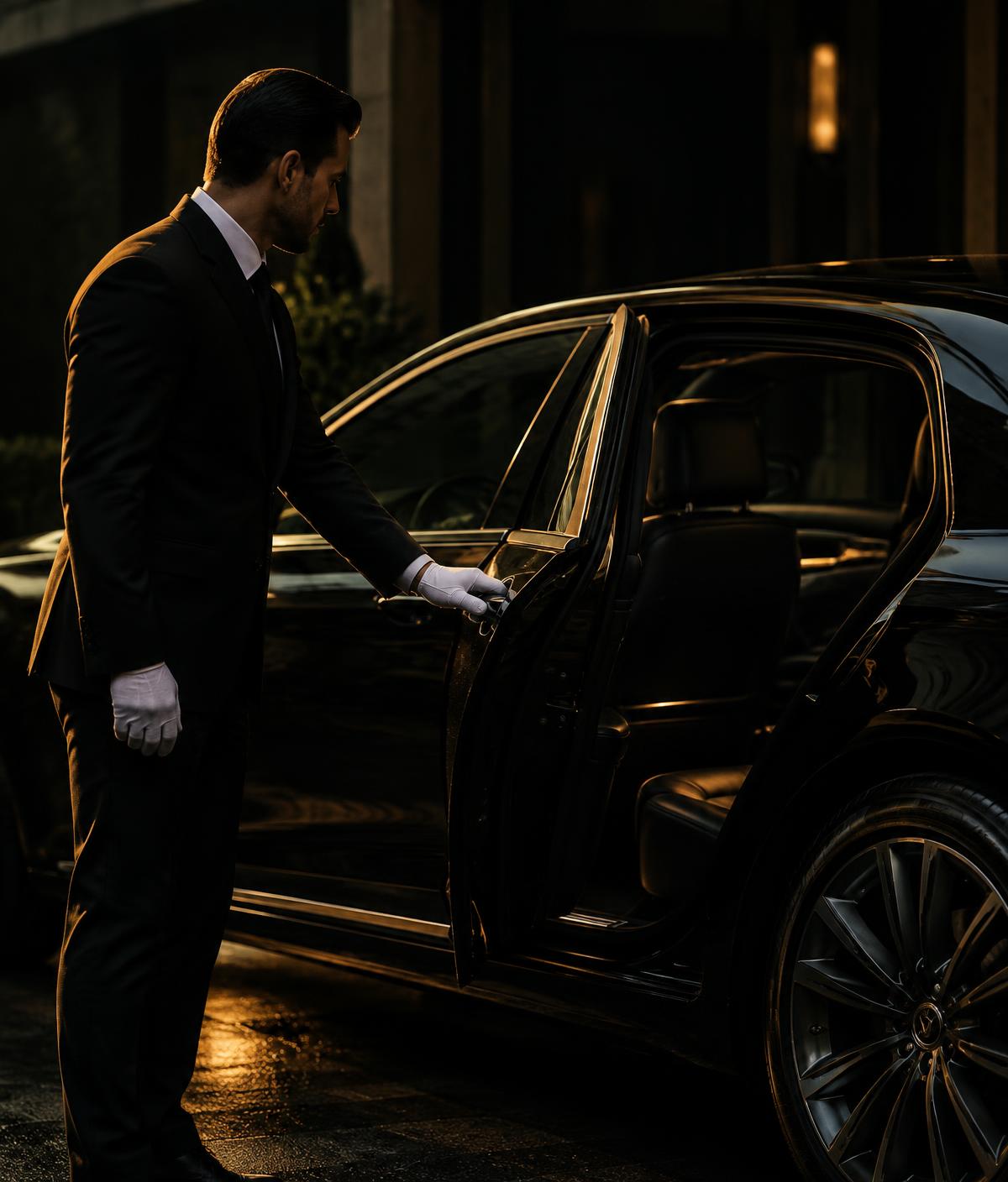 Chauffeur opening car door
